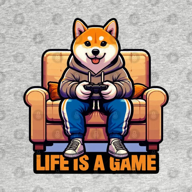 Life Is A Game meme Shiba Inu Gamer Play Video Games by Plushism